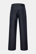 Stone Island Jeans 'Indigo Denim - Raw' navy, Rückansicht, Loose Fit aus rohem Denim, gerader Schnitt, Five-Pocket-Stil, Kompass-Badge am Bund.