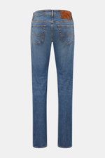 Jacob Cohen Jeans 'Bard' rauchblau, Rückansicht, Slim Fit, leicht elastischer Denim mit dezenter Used-Waschung, Five-Pocket-Stil, Button Fly.