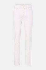 Jacob Cohen Jeans 'Bard' weiß, Slim Fit Five-Pocket-Jeans aus elastischer Baumwolle, Frontperspektive mit Button Fly, Münztasche, tonalem Stitching und Leather Patch.