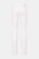Jacob Cohen Jeans 'Bard' weiß Rückansicht, Slim Fit Five-Pocket-Jeans aus elastischer Baumwolle mit Button Fly, tonalem Stitching und Leather Patch.