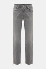 Citizens of Humanity Jeans 'The London' grau, frontale Ansicht, Slim Fit mit elastischem Denim, Used-Waschung, Zip Fly, Five-Pocket, Leather Patch.