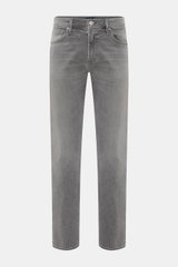 Citizens of Humanity Jeans 'The London' grau, frontale Ansicht, Slim Fit mit elastischem Denim, Used-Waschung, Zip Fly, Five-Pocket, Leather Patch.