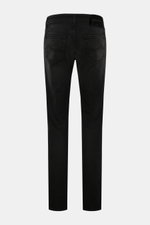 Jacob Cohen Jeans 'Bard' dunkelgrau, Rückansicht, Slim Fit, schmal zulaufend, Denim aus Baumwolle und Microfaser, elastisch, weicher Griff, Used-Waschung, Button Fly, Five-Pocket, Münztasche mit Initial, Gesäßtaschen mit Stitching, Leather Patch in Ponyfe