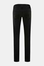 Jacob Cohen Jeans 'Nick' dunkelgrau, Rückansicht, Slim Fit, schmal zulaufend, Denim aus Baumwolle und Microfaser, elastisch, weich, Used-Waschung, Button Fly, Five-Pocket, Münztasche mit Initial, Gesäßtaschen mit Stitching, Ponyfell-Lederpatch.
