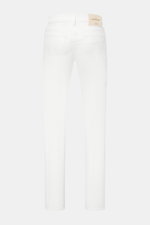 Jacob Cohen Jeans 'Bard' offwhite Rückansicht, Slim Fit Five-Pocket-Jeans aus elastischer Baumwolle mit Button Fly, tonalem Stitching, Kalbsfell-Patch.