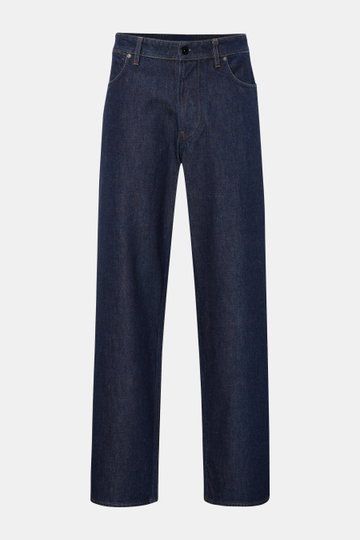 Stone Island Jeans 'Indigo Denim - Rinsed' navy im Loose Fit, gerader Schnitt, Button Fly, Five-Pocket-Stil, Kompass-Badge am Bund, Frontansicht.