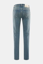 Jacob Cohen Jeans 'Bard Fast' graublau, Rückansicht, Slim Fit, softer Denim mit Used-Waschung, Gesäßtaschen mit Stitching und Leather Patch.