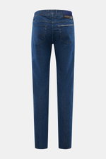 Jacob Cohen Jeans 'Bard LTD' dunkelblau, Rückansicht, Slim Fit, Selvedge-Denim mit Kalbfell-Patch, dezente Used-Waschung, limitierte Edition.
