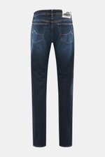 Jacob Cohen Jeans 'Bard' navy Rückansicht, Slim Fit Denim mit authentischer Waschung, Auto-Tannenbaum-Patch, Five-Pocket-Stil, Button Fly.