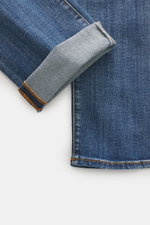 Jacob Cohen Jeans 'Edo' graublau, Detailansicht der umgeschlagenen Saumkante, Baumwolle mit Used-Waschung, Regular Fit, Five-Pocket-Stil.