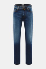 Jacob Cohen Jeans 'Edo' dunkelblau, Frontansicht, Regular Fit mit authentischer Used-Waschung, Baumwoll-Denim, leichter Stretch, Five-Pocket-Stil.