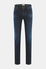 Jacob Cohen Jeans 'Bard' graublau, Frontansicht, Slim Fit Five-Pocket-Jeans mit Used-Waschung, Button Fly, Lederpatch, leicht stretchiger robuster Denim.