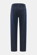 Rückansicht der A.P.C. Jeans 'Martin' dunkelblau aus feinster Baumwolle mit Microfaser, Tapered Fit, Five-Pocket, kurzer Schnitt.