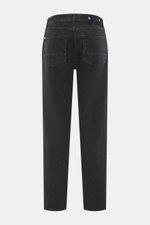 Rear view of Stone Island Jeans 'Black Denim - Medium Grainy Wash' black in straight fit, showing button fly, five pockets, subtle wash, and compass badge.

<p>Denim with attitude: The jeans 'Black Denim - Medium Grainy Wash' in Straight Fit from the 'Den