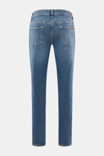7 for all mankind Jeans 'Slimmy Tapered' rauchblau, Rückansicht, authentische Used-Waschung, Slim Fit, Baumwoll-Denim mit Stretch, Five-Pocket Stil, Zip Fly.