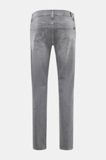 7 for all mankind Jeans 'Slimmy' grau, Rückansicht, Slim Fit, Baumwolle mit Stretch, Used-Waschung, Five-Pocket, Gesäßtaschen mit Stitching, Weblabel am Bund
