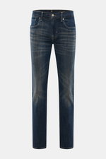 7 for all mankind Jeans 'Slimmy Tapered' graublau, frontal fotografiert, Slim Fit, Baumwoll-Denim mit Stretch, Used-Waschung, Five-Pocket-Stil.