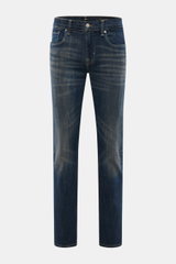 7 for all mankind Jeans 'Slimmy Tapered' graublau, frontal fotografiert, Slim Fit, Baumwoll-Denim mit Stretch, Used-Waschung, Five-Pocket-Stil.