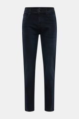 7 for all mankind Jeans 'Slimmy' dark navy, frontale Ansicht, Slim Fit mit Stretch, Five-Pocket Stil, Used-Waschung, Zip Fly, Weblabel am Bund.