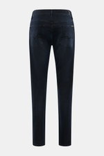 7 for all mankind Jeans 'Slimmy' dark navy, Rückansicht, Slim Fit, Baumwolle mit Stretch, Used-Waschung, Five-Pocket Stil, Zip Fly, schmal zulaufend, Gesäßtaschen mit Stitching, kleines Weblabel am Bund.