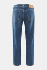 PT Torino Denim Jeans 'Rebel' graublau, Rückansicht, knöchellang, Tapered Fit, Five-Pocket-Stil, Button Fly, Used-Waschung, Lederpatch, Baumwolle.