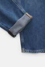 PT Torino Denim Jeans 'Rebel' graublau, Detailaufnahme von unten, umgeschlagener Saum mit Used-Finish, reiner Baumwolle, Tapered Fit, Button Fly, Five-Pocket-Stil