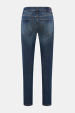 PT Torino Denim Jeans 'Indie' graublau, Slim Fit, knöchellang, Rückansicht mit aufgesetzten Gesäßtaschen, Used-Waschung, Lederpatch.