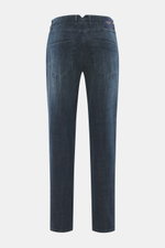 Incotex Jeans navy, Rückansicht schmal zulaufend, Denim aus Baumwolle mit Stretch, Raw Design, Regular Fit, Indigo gefärbt, Hüft- und Gesäßtaschen.
