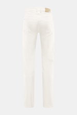 Ace Denim Jeans 'AD 03' offwhite aus Baumwolle mit leichter Stretch-Qualität, slim Fit, Five-Pocket-Stil, gummierten Patches, Rückenansicht.