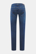 Dondup Jeans 'George' blau, Rückansicht, Skinny Fit, elastischer Baumwoll-Denim mit authentischer Waschung, niedriger Bund, Five-Pocket-Stil.