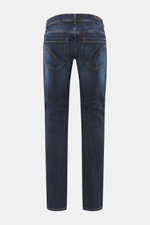 Dondup Jeans 'George' dunkelblau von hinten, elastischer Denim, skinny Fit, niedrige Bundhöhe, Five-Pocket-Stil mit Stitching.