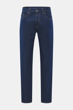 Dondup Jeans 'Icon Regular Fit' navy in frontaler Ansicht, Regular Fit, Five-Pocket, Button Fly, reine Baumwolle, modernes Raw-Design.
