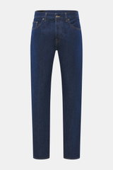 Dondup Jeans 'Icon Regular Fit' navy in frontaler Ansicht, Regular Fit, Five-Pocket, Button Fly, reine Baumwolle, modernes Raw-Design.