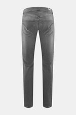 Dondup Jeans 'George' grau, Rückansicht, Skinny Fit aus elastischer Baumwolle mit authentischer Waschung, niedriger Bundhöhe, Button Fly und Five-Pocket-Stil.
