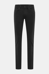 Dondup Jeans 'George' schwarz, Frontansicht, skinny Fit aus elastischer Baumwolle mit Button Fly, Five-Pocket-Stil und niedrigem Bund.