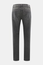 Dondup Jeans 'Icon Relax' dark grey shown from the back, denim made of cotton and viscose, slightly elastic and textured, Icon Relax Fit, regular thigh width, ankle length, button fly, five-pocket style.