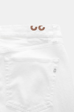 Back close-up of Dondup Jeans 'Icon Relax' offwhite showing denim cotton, slightly elastic, textured, Icon Relax Fit, regular thigh, ankle-length, button fly, five-pocket style.