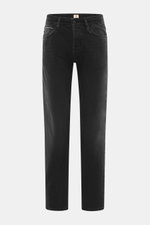 The.Nim Standard Jeans 'Reed' schwarz, Frontansicht, kurze tapered Jeans aus japanischem Selvedge-Denim, reine Baumwolle, Five-Pocket, Button Fly