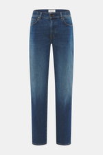 Barmas Venezia Jeans 'Denver' dunkelblau, Frontansicht, Denim aus Baumwolle, leicht elastisch, griffig, Regular Fit, schmal zulaufend, Five-Pocket, Button Fly, Leather Patch.