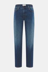 Barmas Venezia Jeans 'Denver' dunkelblau, Frontansicht, Denim aus Baumwolle, leicht elastisch, griffig, Regular Fit, schmal zulaufend, Five-Pocket, Button Fly, Leather Patch.