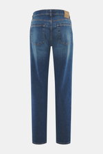 Barmas Venezia Jeans 'Denver' dunkelblau, Rückansicht, Denim aus Baumwolle, leicht elastisch, griffig, Regular Fit, schmal zulaufend, Five-Pocket, Button Fly, Leather Patch.