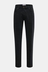 Barmas Venezia Jeans 'Denver' navy, frontale Ansicht, Denim aus Baumwolle mit Cashmere, leicht elastisch, weicher Griff, Regular Fit, schmal zulaufend, Five-Pocket-Stil, Button Fly, geprägtes Leather Patch.