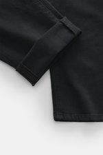 Barmas Venezia Jeans 'Denver' navy im Five-Pocket-Stil, schmal zulaufend, Baumwolle mit Cashmere, weich, elastisch, Regular Fit, Button Fly, geprägtes Leather Patch, Detailansicht Saum.