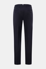 Windsor Wollhose 'Bene' navy, Rückansicht, aus elastischer Wolle mit Regular Fit, französischen Taschen, Knopf-Gesäßtaschen und Bundfalte.