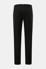 Windsor Wollhose 'Bene' schwarz, Rückansicht, Popeline aus Wolle, elastisch, Regular Fit, schmal zulaufend, Bundfalte, französische Taschen, Knöpfe.