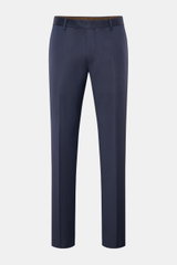 Windsor Wollhose 'Sole' graublau, Frontansicht, Regular Fit, melierte Wolle, Twill, Bundhaken, Reißverschluss, französische Taschen, Gesäßtaschen mit Knopf.