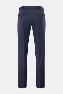 Windsor Wollhose 'Sole' graublau, Regular Fit aus feinem Woll-Twill, Rückansicht mit französischen Taschen, glattem Griff, Reißverschluss und Bundhaken.