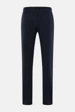Front view of Emporio Armani Jersey-Jogpants navy in fine modal-cotton jersey, featuring elastic waistband with drawstring, zipper pockets, and regular fit.