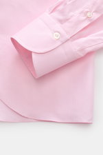 Finamore Business-Hemd 'Sergio Napoli' Haifisch-Kragen rosé, Nahaufnahme Ärmel und Saum, Twill aus Giza-Baumwolle, Regular Fit, glatter Griff.