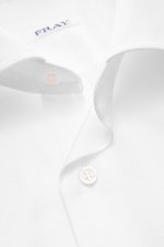 Fray Jersey shirt kent collar 'Gabriel' white shown from top close-up, pure cotton, soft touch, slim fit, kent collar, classic sport cuff, back waist darts, extended back.